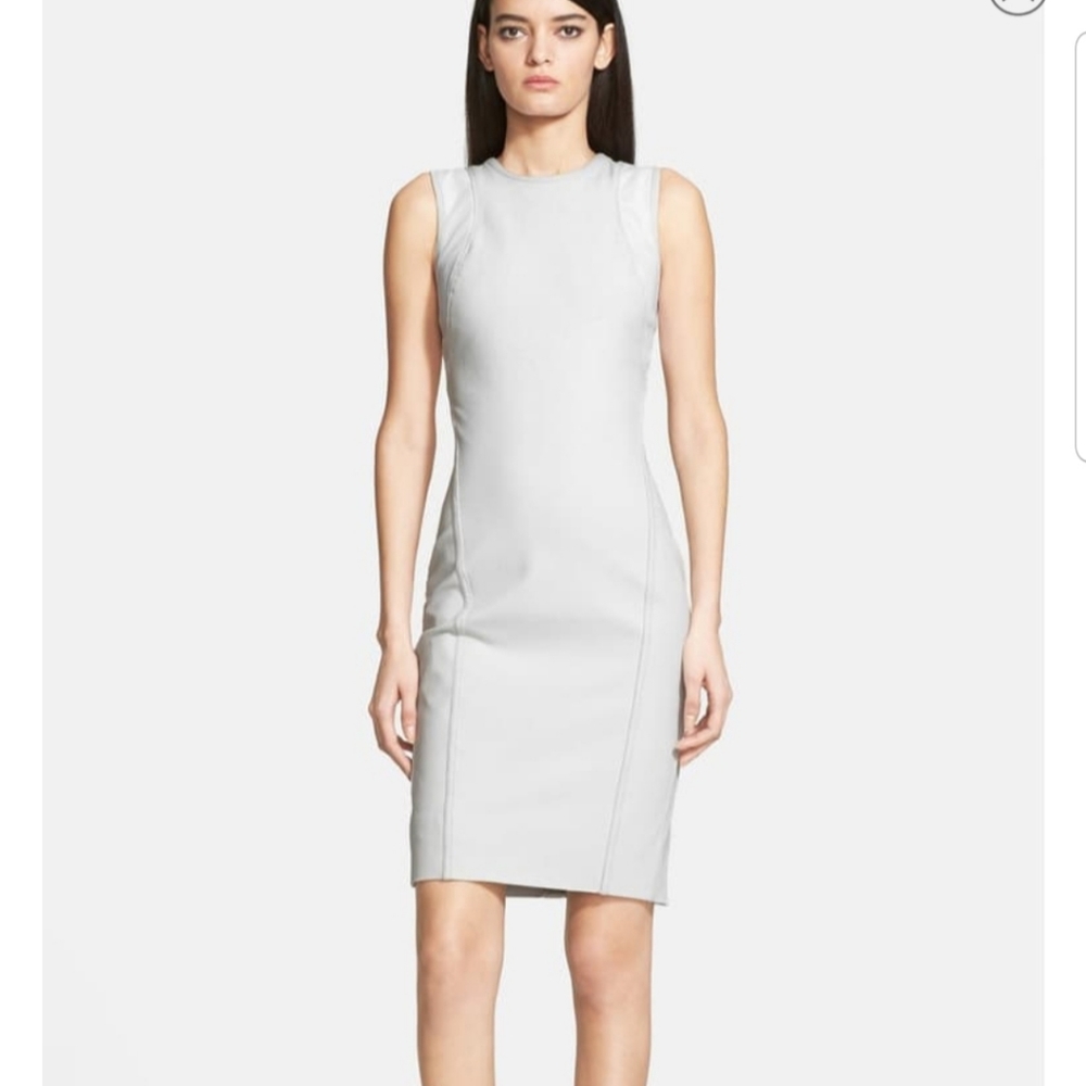 Helmut Lang Mesh Trim Cutout Twill Dress Size 6